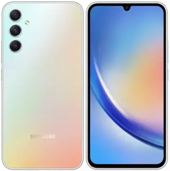 Смартфон Samsung Galaxy A34, 6.5" 1080x2340 Super AMOLED, MediaTek Dimensity 1080, 8Gb RAM, 256Gb, 3G/4G/5G, NFC, Wi-Fi, BT, 3xCam, 2-Sim, 5000 мАч, USB Type-C, Android 13, серебристый (SM-A346EZSECAU)