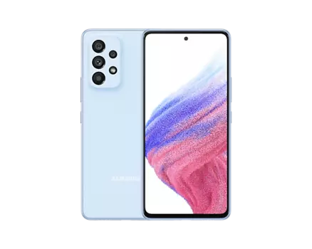 Смартфон Samsung Galaxy A53 5G, 6.5" 1080x2400 Super AMOLED, Samsung Exynos 1280, 6Gb RAM, 128Gb, 3G/4G/5G, NFC, Wi-Fi, BT, 4xCam, 2-Sim, 5000mAh, USB Type-C, Android 12, голубой (SM-A536ELBDSKZ)