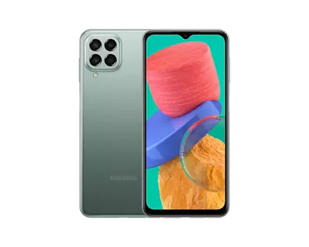 Смартфон Samsung Galaxy M33 5G, 6.6" 1080x2400 PLS, Samsung Exynos 1280, 8Gb RAM, 128Gb, 3G/4G/5G, NFC, Wi-Fi, BT, 4xCam, 2-Sim, 5000mAh, USB Type-C, Android 11, зеленый (SM-M336BZGIMEA)