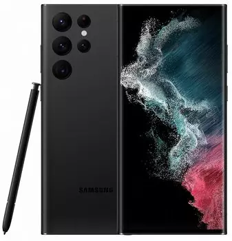 Смартфон Samsung Galaxy S22 Ultra, 6.8" 1440x3088 Dynamic AMOLED 2X, Samsung Exynos 2200, 8Gb RAM, 128Gb, 3G/4G/5G, NFC, Wi-Fi, BT, 4xCam, 2-Sim (nano SIM+eSIM), 5000mAh, USB Type-C, Android 12, черный (SM-S908EZKDMEA)