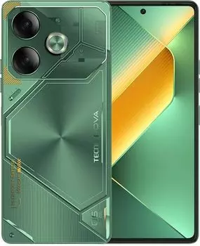 Смартфон Tecno POVA 6, 6.78" 2460x1080 AMOLED, MediaTek Helio G99 Ultra, 8Gb RAM, 256Gb, 3G/4G, Wi-Fi, BT, 2xCam, 2-Sim, 6000 мАч, USB Type-C, Android 14, зеленый (TCN-LI7.8.256.CR)