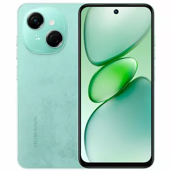 Смартфон Tecno SPARK Go 1, 6.67" 1600x720 IPS, Unisoc Tiger T615, 4Gb RAM, 64Gb, 3G/4G, Wi-Fi, BT, Cam, 2-Sim, 5000 мАч, USB Type-C, Android 14 (Go Edition), зеленый (TCNKL4.4.64.GN)