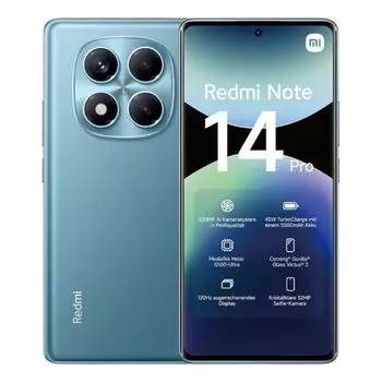 Смартфон Xiaomi Redmi Note 14 Pro, 6.67" 2712x1220 AMOLED, MediaTek Helio G100-Ultra, 12Gb RAM, 512Gb, 3G/4G/5G, NFC, Wi-Fi, BT, 3xCam, 2-Sim, 5500 мАч, USB Type-C, Android 14, синий (MZB0IW0RU/61376)