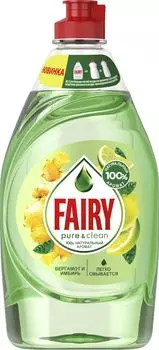Средство для мытья посуды FAIRY Pure &amp; Clean, 450мл, жидкость, Бергамот и Имбирь (00000356)
