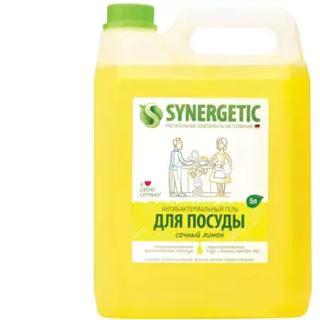 Средство для мытья посуды SYNERGETIC, 5л, жидкость, Лимон (103500)