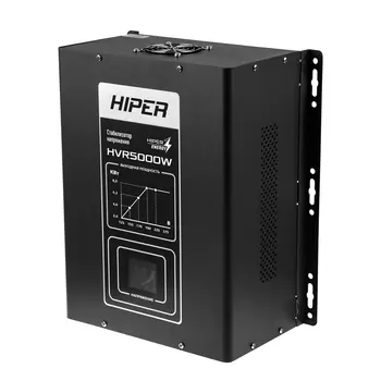 Стабилизатор напряжения Hiper HVR5000W, 5000VA, 4кВт, клеммная колодка, черный/серый