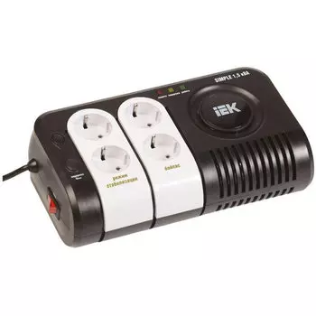 Стабилизатор напряжения IEK Simple, 1500VA, EURO, черный/белый (IVS25-1-01500)