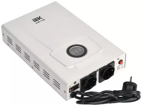 Стабилизатор напряжения IEK Slim, 2000VA, EURO, белый (IVS22-1-002-09)