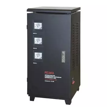 Стабилизатор напряжения Ресанта АСН-15000/3-ЭМ, 15000 VA, 15 кВт, EURO, черный