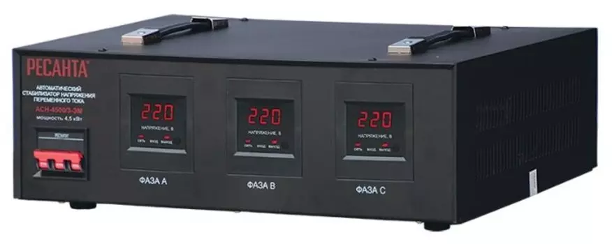Стабилизатор напряжения Ресанта АСН-4500/3-ЭМ, 4.5 кВт, клеммная колодка, черный (63/4/2)