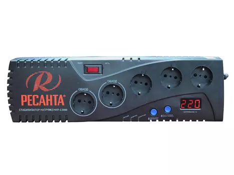 Стабилизатор напряжения Ресанта С2000, 1.95 кВт, EURO, черный