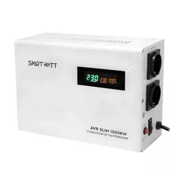 Стабилизатор напряжения SMARTWATT AVR SLIM 1500RW, 1500 VA, EURO, белый (4512020310003)