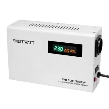 Стабилизатор напряжения SMARTWATT AVR SLIM 500RW, 500 VA, EURO, белый (4512020310002)
