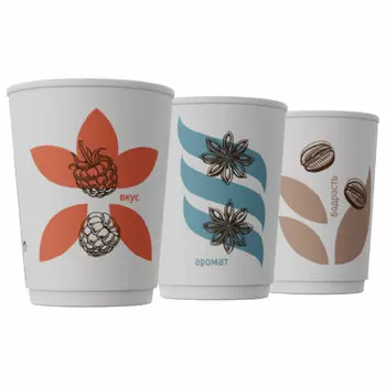 Стакан СКАНДИПАКК Гармония, 300 мл, 9 см, ламинированный картон, печать (рисунок), 25 шт. (608704)