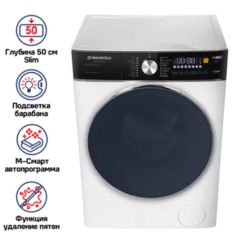 Стиральная машина Maunfeld MFWM148WH03, 8 кг, 1400 об/мин, белый/черный (КА-00016496)