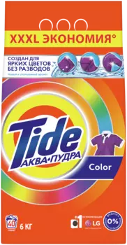 Стиральный порошок Tide Аквапудра Color для цветного белья, 6кг