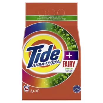 Стиральный порошок TIDE, удаление жира, для цветного белья, 2.4кг