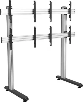 Стойка напольная для телевизоров Cactus CS-FS-TV4-PRO, 32"-70", 4 монитора, VESA 100x100мм-500х400мм, до 50 кг, черный/серебристый (CS-FS-TV4-PRO)