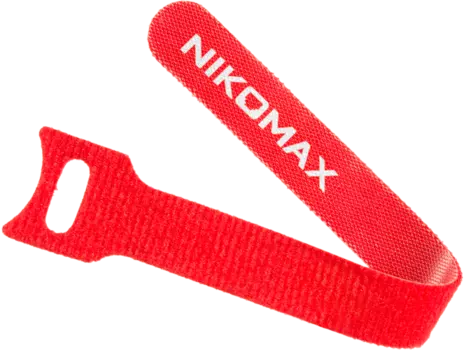 Стяжка-липучка Nikomax, 1.6 см x 240 мм, 10 шт., с мягкой пряжкой, красный (NMC-CTV240-16-SB-RD-10)