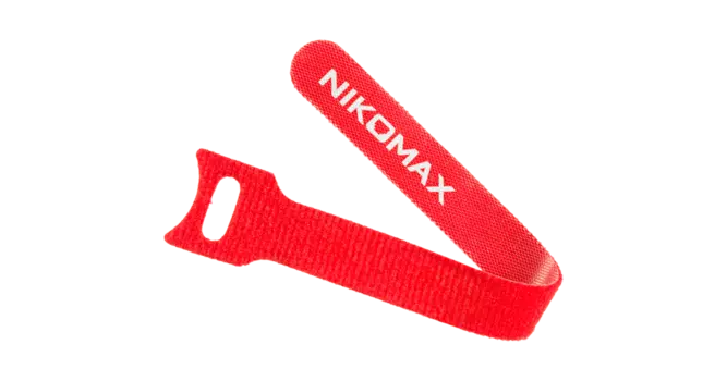 Стяжка-липучка Nikomax с мягкой пряжкой, 1.6 см x 210 мм, 10 шт., для пучков до 50мм, красный (NMC-CTV210-16-SB-RD-10)