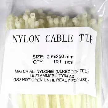 Стяжка Telecom, 250мм x 2.5мм, 100шт., белый (TIE2.5X250MM-W)