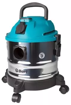 Строительный пылесос Bort BSS-1015 1250 Вт, сетевой, 1.25 кВт, влажная, сухая уборка, объем пылесборника 15 л, мешок, диаметр шланга 3.5 см, длина шланга 2 м, встроенная розетка, 5 кг (98297041)