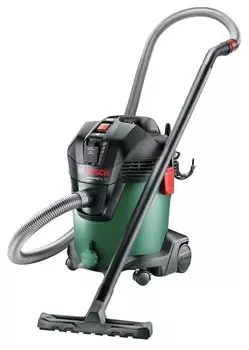 Строительный пылесос BOSCH AdvancedVac 20, сетевой, 1.2 кВт, влажная, сухая уборка, объем пылесборника 20 л, мешок, диаметр шланга 3.5 см, длина шланга 2.2 м, встроенная розетка, 7.6 кг (06033D1200)