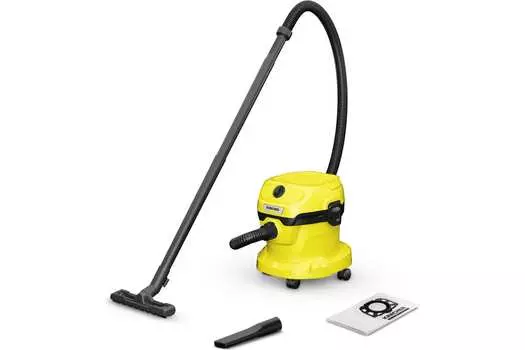 Строительный пылесос KARCHER WD 2 Plus V-12/4/18, сетевой, 1 кВт, влажная, сухая уборка, объем пылесборника 12 л, контейнер, мешок, диаметр шланга 3.5 см, длина шланга 1.8 м, 6 кг (1.628-000.0)