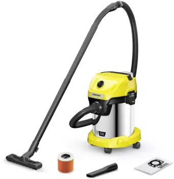 Строительный пылесос KARCHER WD 3-18 S V-17/20, аккумуляторный, 1 кВт, сухая, влажная уборка, объем пылесборника 17 л, контейнер/фильтр-мешок, диаметр шланга 3.5 см, длина шланга 2 м, 4.05 кг (1.628-575.0)