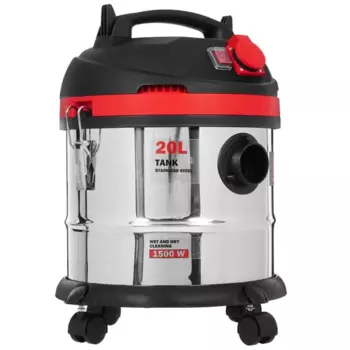 Строительный пылесос P.I.T. PVC20-C, сетевой, 1.5 кВт, сухая, влажная уборка, объем пылесборника 20 л, контейнер, мешок, диаметр шланга 3.5 см, длина шланга 3 м, встроенная розетка, 6.75 кг (PVC20-C)