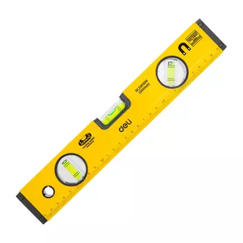 Строительный уровень 30 см, точность 0.5 мм/м, 3 глазка, пузырьковый, магнитный, Deli (DL290300)