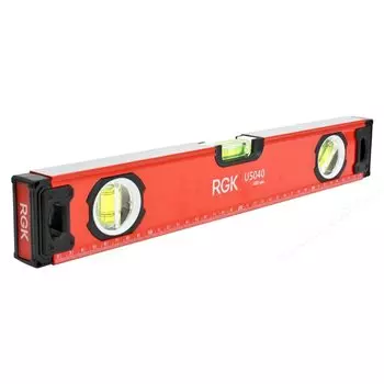 Строительный уровень 40 см, точность 0.5 мм/м, 3 глазка, брусковый, магнитный, RGK U5040 (4610011873645)