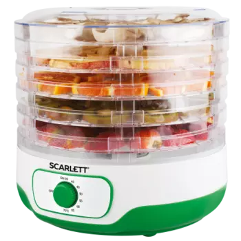 Сушилка для овощей и фруктов Scarlett SC-FD421015 250Вт, 35-70 °C, белый/зеленый (SC-FD421015)