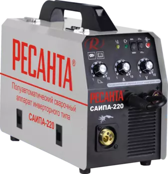 Сварочный аппарат Ресанта САИПА-220, MMA, MIG/MAG, инверторный, MMA (15А-220А), 210 В-230 В (65/10)