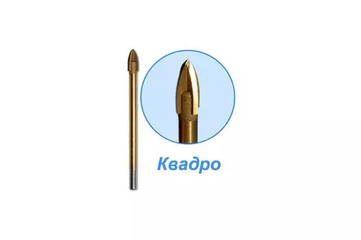 Сверло 1.2 см x 10 см, сталь, по керамической плитке стеклу, ПРАКТИКА Квадро "Эксперт", 1 шт. (035-004)