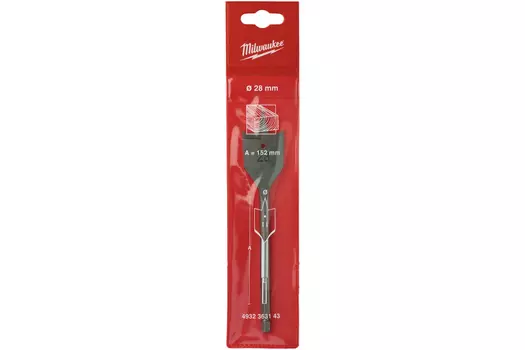 Сверло 28мм x 152мм, по дереву, Milwaukee, перьевое, 1шт. (4932363143)