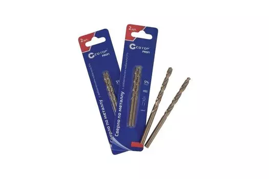 Сверло 3.9мм x 75мм, HSS-СО (P6M5K5), по металлу, CUTOP, 2шт. (48-371)