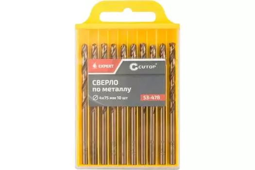 Сверло 4 мм x 7.5 см/4.3 см, HSS, по металлу, CUTOP EXPERT, 10 шт. (53-478)
