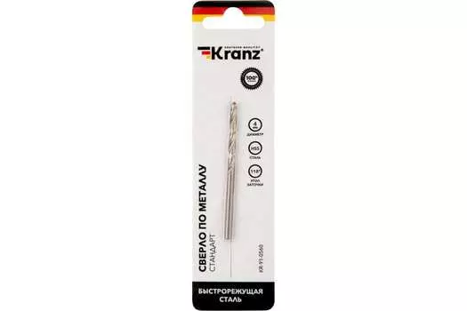 Сверло 4 мм x 7.5 см/4.3 см, HSS, по металлу, Kranz, 1 шт. (KR-91-0560)