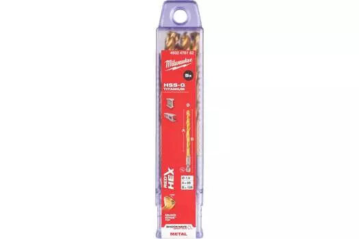 Сверло 7 мм x 109 мм/66 мм, HSS-TiN, по металлу, Milwaukee RedHex, 5 шт. (4932478182)