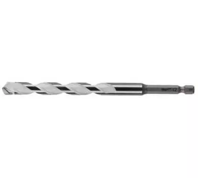 Сверло спиральное 12мм x 150мм/90мм, универсальное, по дереву кирпичу бетону камню и керамограниту керамической плитке металлу, Milwaukee, 1шт. (4932471110)