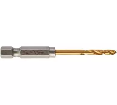 Сверло спиральное 3.2мм x 66.5мм/23мм, HSS-TiN, по металлу, Milwaukee RedHex, 2шт. (48894706)