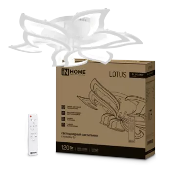 Светильник бытовой потолочный IN HOME ELEGANT LOTUS, светодиодный, 120 Вт, 8400лм, 3000 K-6500 K, диммер, IP40, белый (4690612051512)