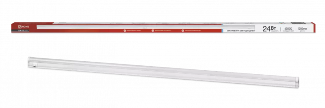 Светильник линейный светодиодный 24 Вт, 6500K, 2000лм, 1180 мм x 23 мм x 37 мм, IP40, матовый, IN HOME СПБ-Т5 (4690612041438)