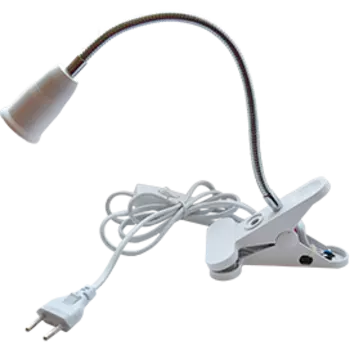 Светильник на прищепке Ecola base, E27, без ламп, с выключателем, белый ( APF7FWEAY)