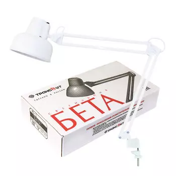 Светильник на струбцине Трансвит Бета, E27, 60 Вт, без ламп, белый (000000000075)