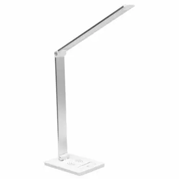 Светильник настольный DASWERK DAS HAUS, светодиоды, 6 Вт, 2200 K/350лм, 5 режимов свечения, беспроводная зарядка, таймер, USB-разъем для зарядки гаджетов, белый (238327)