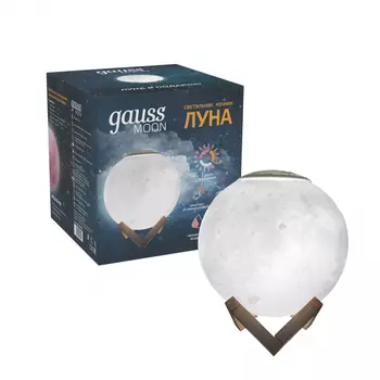 Светильник настольный GAUSS 3D Луна, светодиоды, 1 Вт/100лм, 2700K, белый (NN004)