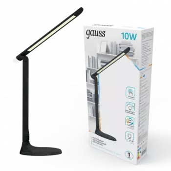 Светильник настольный GAUSS, светодиоды, 10 Вт, 2700K/550лм, черный (GTL204)