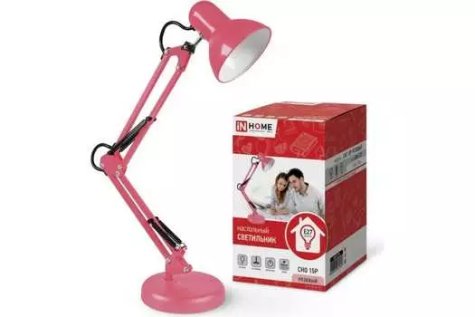 Светильник настольный IN HOME СНО 15Р, E27, 60 Вт, без ламп, розовый (4690612035857)